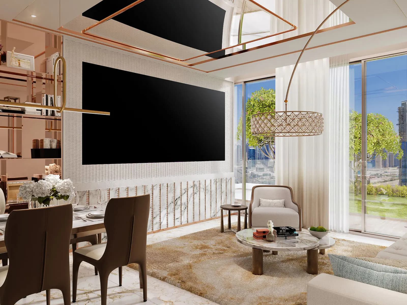A living room at Elegance Tower, designed with Zuhair Murad
