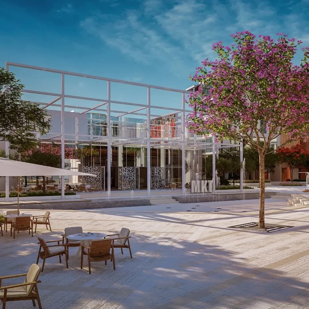 The landscaped plaza at Peninsula