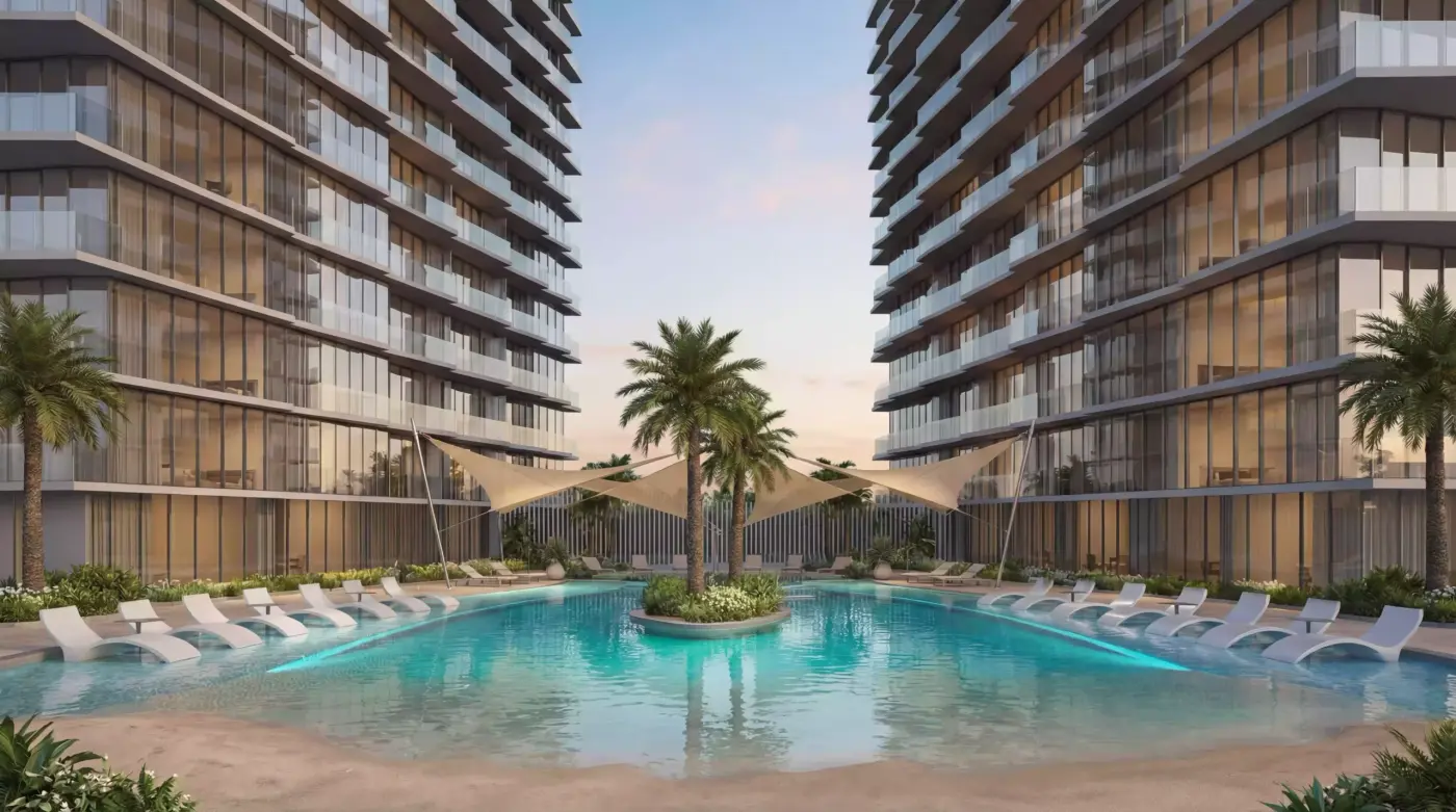 The lagoon pool between the two Sky Hills towers